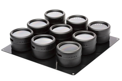 9 see and store black plastic spice containers on metal board