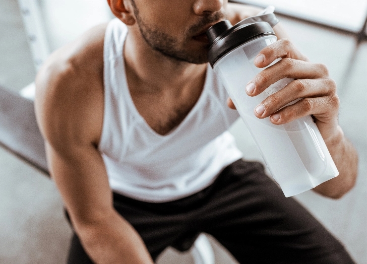 Man drinking shake